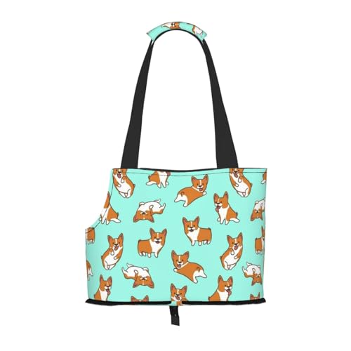 Corgi Tragetasche für Haustiere, niedlich, bedruckt, für Reisen, Welpen, Hunde, Schultertasche, für U-Bahn, Einkaufen, Wandern, Reisen Corgi Tragetasche für Haustiere, niedlich, bedruckt, für Reisen, Welpen, Hunde, Schultertasche, für U-Bahn, Einkaufen, Wandern, Reisen von EVIUS