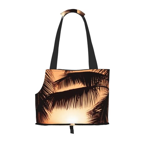 Dusk Tropical Beach Palm Portable Pet Carrier Bag - Stylish Dog Tote & Cat Travel Bag, Foldable Pet Handbag For Small Dogs, Cats, & Other Small Pets von EVIUS