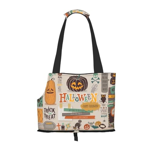 Halloween Scrapbook Portable Pet Carrier Bag - Stylish Dog Tote & Cat Travel Bag, Foldable Pet Handbag For Small Dogs, Cats, & Other Small Pets von EVIUS