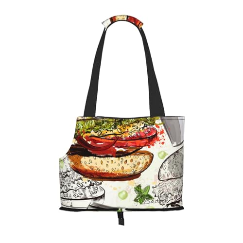 Lustige Tragetasche für Haustiere, Hamburger und Tassen, bedruckt, für Reisen, Haustier, Welpen, Hund, Tragetasche, Schultertasche für U-Bahn, Einkaufen, Wandern, Reisen Lustige Tragetasche für Haustiere, Hamburger und Tassen, bedruckt, für Reisen, Haustier, Welpen, Hund, Tragetasche, Schultertasche für U-Bahn, Einkaufen, Wandern, Reisen von EVIUS