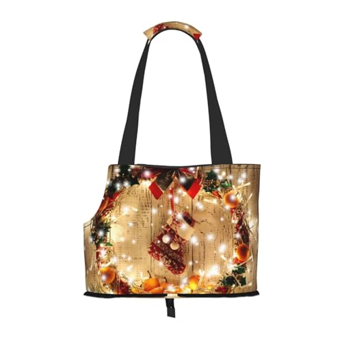 Merry Christmas Tragbare Haustiertragetasche - Stilvolle Hundetasche & Katze Reisetasche, Faltbare Haustierhandtasche für kleine Hunde, Katzen & andere kleine Haustiere von EVIUS