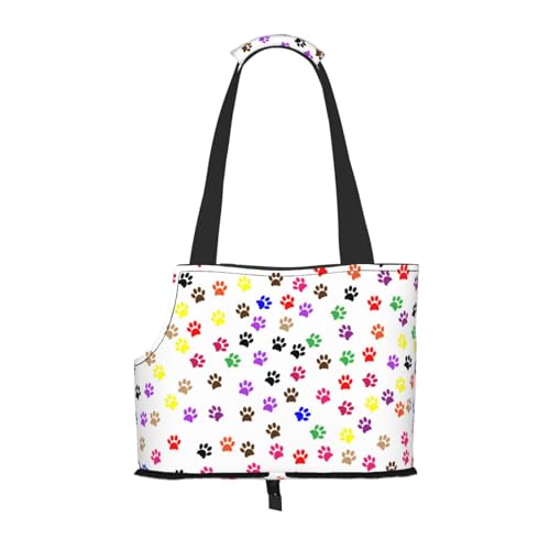 Paw Prints Tragbare Haustiertragetasche - Stilvolle Hundetasche & Katze Reisetasche, Faltbare Haustierhandtasche für kleine Hunde, Katzen & andere kleine Haustiere von EVIUS