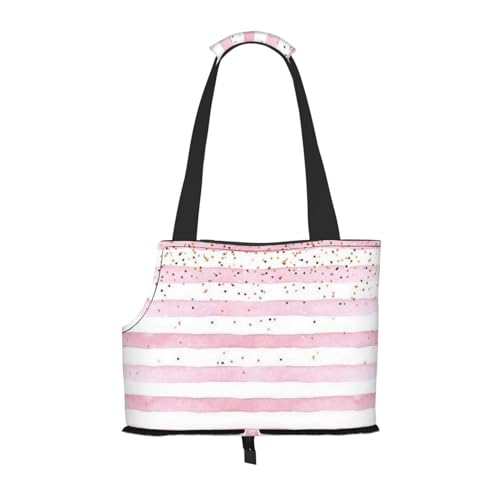 Pink Stripe Portable Pet Carrier Bag - Stylish Dog Tote & Cat Travel Bag, Foldable Pet Handbag For Small Dogs, Cats, & Other Small Pets von EVIUS