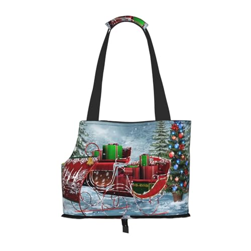 Snow Sleigh Xmas Tree Portable Pet Carrier Bag - Stylish Dog Tote & Cat Travel Bag, Foldable Pet Handbag For Small Dogs, Cats, & Other Small Pets von EVIUS