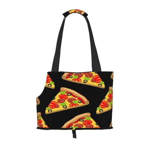 Tasty Pizza Tragbare Haustiertragetasche - Stilvolle Hundetasche & Katze Reisetasche, Faltbare Haustierhandtasche für kleine Hunde, Katzen & andere kleine Haustiere von EVIUS