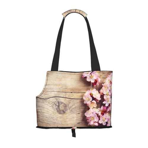Tragetasche für Haustiere, Motiv: Frühlingsblüte auf Holz, romantisch, natürlich bedruckt, für Reisen, Welpen, Hunde, Schultertasche für U-Bahn, Einkaufen, Wandern, Reisen Tragetasche für Haustiere, Motiv: Frühlingsblüte auf Holz, romantisch, natürlich bedruckt, für Reisen, Welpen, Hunde, Schultertasche für U-Bahn, Einkaufen, Wandern, Reisen von EVIUS