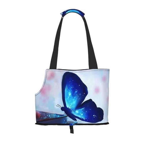 Tragetasche für Haustiere, Motiv: blauer Schmetterling, bedruckt, für U-Bahn, Einkaufen, Wandern, Reisen Tragetasche für Haustiere, Motiv: blauer Schmetterling, bedruckt, für U-Bahn, Einkaufen, Wandern, Reisen von EVIUS