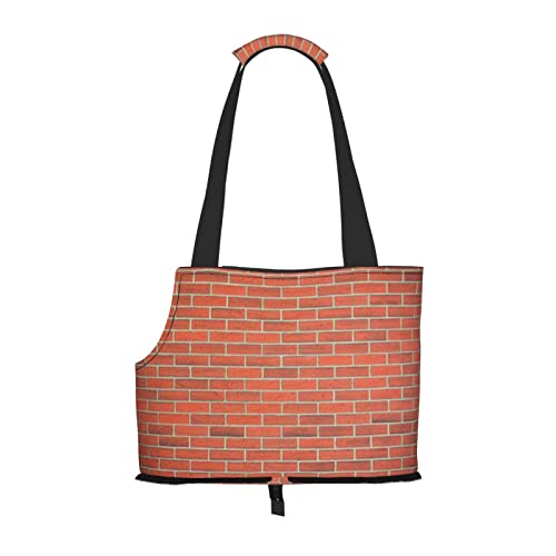 Tragetasche für Haustiere, Motiv: rote Ziegelmauer, bedruckt, für Reisen, Welpen, Hunde, Schultertasche für U-Bahn, Einkaufen, Wandern, Reisen Tragetasche für Haustiere, Motiv: rote Ziegelmauer, bedruckt, für Reisen, Welpen, Hunde, Schultertasche für U-Bahn, Einkaufen, Wandern, Reisen von EVIUS