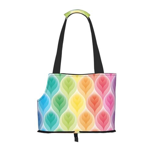 Tragetasche für Haustiere, Regenbogenfarben, Farbverlauf, Blattdruck, für Reisen, Welpen, Hunde, Schultertasche, für U-Bahn, Einkaufen, Wandern, Reisen Tragetasche für Haustiere, Regenbogenfarben, Farbverlauf, Blattdruck, für Reisen, Welpen, Hunde, Schultertasche, für U-Bahn, Einkaufen, Wandern, Reisen von EVIUS