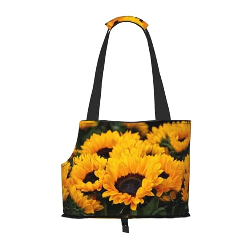 Yellow Sunflower Field Portable Pet Carrier Bag - Stylish Dog Tote & Cat Travel Bag, Foldable Pet Handbag For Small Dogs, Cats, & Other Small Pets von EVIUS