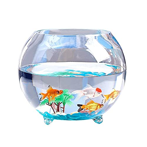 Aquarium/Aquarien Glas Runde verdickte Fischbehälter mit Füße Desktop Desktop Kleine Goldfisch Schildkröte Tankball Hydroponische Pflanze Fischtank Desktop-Aquarium (Size : 11.81IN) von EVSER