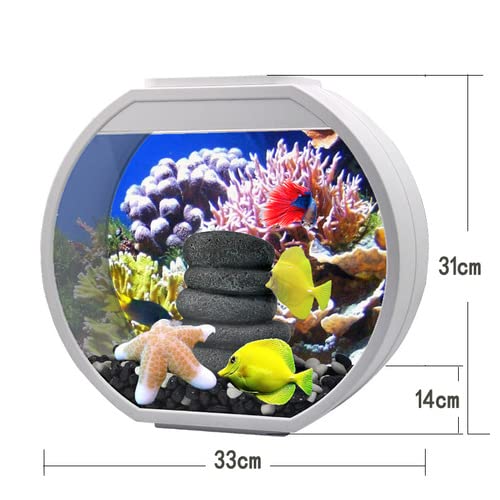Aquarium/Aquarien Mode Kreative Fischtank Dekoration Wohnzimmer Büro des Desktops Kleines Rundglas ökologische faulfreie Änderung Aquarium Desktop-Aquarium (Color : Wit) von EVSER