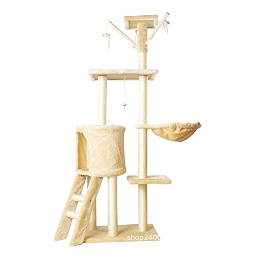 Kratzbaum Kletterbaum Katzenklettergerüst integriertes Katzenstreu Kratzbaumturm Katzenregal große Spielzeugsprungplattform Katzenbedarf Katzen/Katzenkratzbaum (Color : Beige) von EVSER