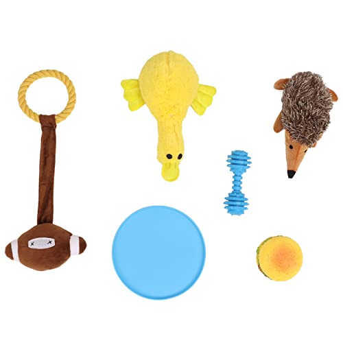EVTSCAN 6-teiliges Kauspielzeug für Hunde, Kauspielzeug für Hunde, bissfest, Plüschspielzeug, quietschendes interaktives Spielzeug, Hundezubehör von EVTSCAN