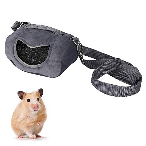 EVTSCAN Hamster-Ausgangstasche, graues Flanell tragbare atmungsaktive Haustier-Hamster-Transporttasche für kleine Haustiere Meerschweinchen-Eichhörnchen(S) von EVTSCAN