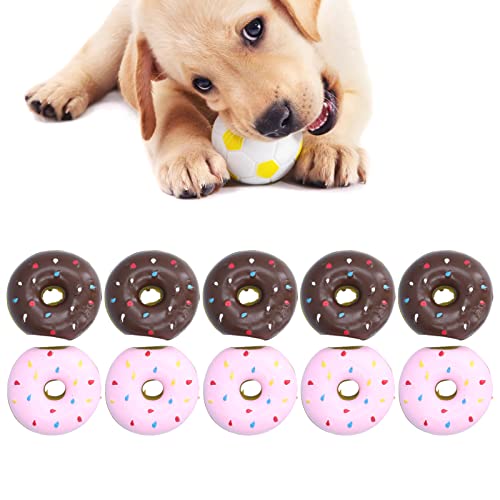 EVTSCAN Hund Quietschespielzeug Weiches Latex Donut Hundekauspielzeug zum Holen Spielen Kauen Interaktives Spielen 10 Stück von EVTSCAN