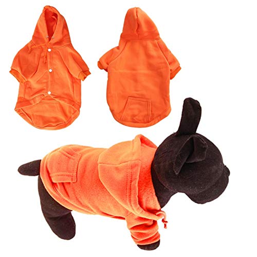 EVTSCAN Hunde Hoodie, Orange Baumwolle Haustier Winter Warm Kostüm Hoodie Freizeit Mantel Kleidung Kleidung mit Schnalle für Hunde Katzen(S) von EVTSCAN