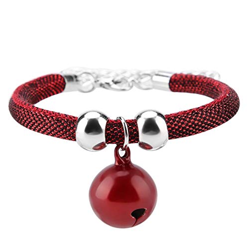 EVTSCAN Japanischer Stil Haustiere Halskette Nylon Zubehör Kätzchen Versorgung Katzenglockenhalsband mit Verlängerungskette(rot) von EVTSCAN