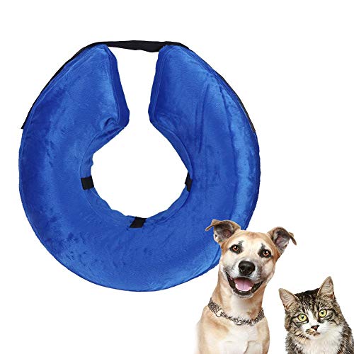 EVTSCAN Katzenhalsschutz, Hundehalsbänder Komfortabler aufblasbarer Elizabeth Circle Weicher Hundehalsschutz(L) von EVTSCAN