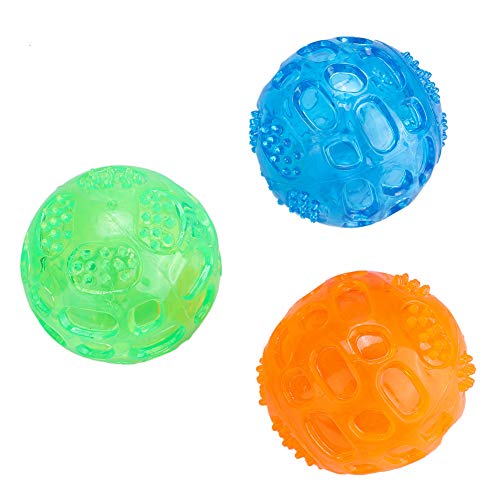EVTSCAN Pet Squeaky Chewing Balls, 3-teilige Dog Spike Dog Balls Squeaky Dog Toys Reinigungszähne Spielzeugbälle Soft Durable für Welpen Kleine Mittlere Hunde von EVTSCAN