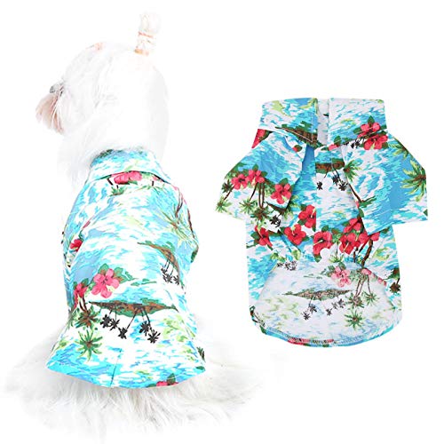 EVTSCAN 【Spring Sale Geschenk】 ： Haustiere Hundekleidung, modische atmungsaktive Hundekatze Hawaii Style Shirt bedrucktes Oberteil, Hemden für Hunde Katzen(M) von EVTSCAN