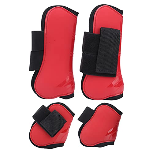 EVTSCAN Verstellbare Pferdeschiene Beinstiefelschutz Stützwickel Reitausrüstung (rot)(XL) von EVTSCAN