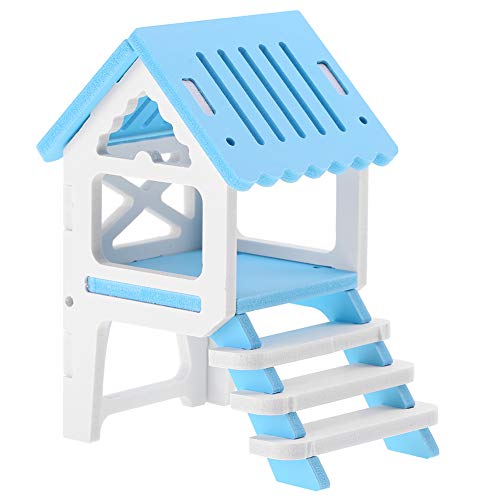 EVTSCAN Wasserdichter, niedlicher, modischer Holzdachboden-Loft-Pavillon für Haustierhamster(Blau) von EVTSCAN