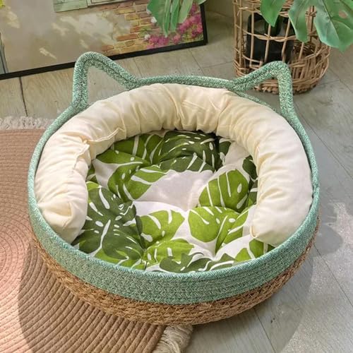 EVURU Katzenbett, Haustiernest, reines manuelles Rattan, gewebt, Cattailgrass Katzenkratzbrett, abnehmbar, waschbar, Winter, warm EVURU Katzenbett, Haustiernest, reines manuelles Rattan, gewebt, Cattailgrass Katzenkratzbrett, abnehmbar, waschbar, Winter, warm von EVURU