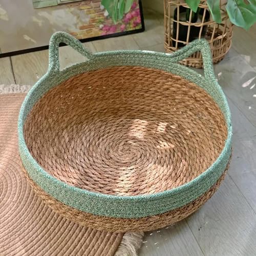 EVURU Katzenbett, Haustiernest, reines manuelles Rattan, gewebt, Cattailgrass Katzenkratzbrett, abnehmbar, waschbar, Winter, warm EVURU Katzenbett, Haustiernest, reines manuelles Rattan, gewebt, Cattailgrass Katzenkratzbrett, abnehmbar, waschbar, Winter, warm von EVURU