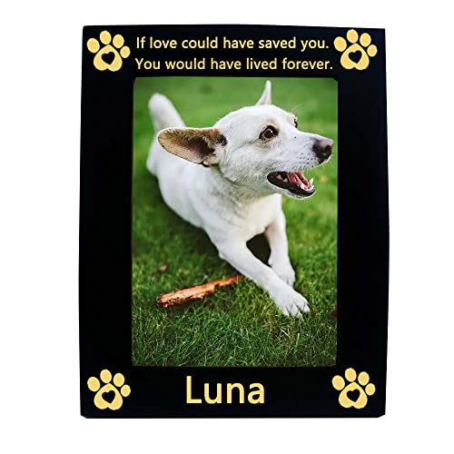 EVURU LAGGATTS Personalisierter Haustier-Gedenk-Bilderrahmen für Hunde und Katzen, Harz-Pfotenabdrücke, Haustier-Bilderrahmen, Trauer-Andenken, Geschenke (12,7 x 17,8 cm, vertikal) von EVURU