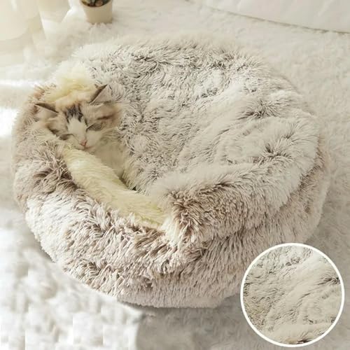 EVURU Warmes, langes Plüsch-Haustierbett, geschlossenes rundes Katzenkissen, bequemer Schlafsack, Katzennest, Zwinger für kleine Haustiere EVURU Warmes, langes Plüsch-Haustierbett, geschlossenes rundes Katzenkissen, bequemer Schlafsack, Katzennest, Zwinger für kleine Haustiere von EVURU