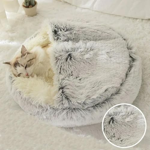 EVURU Warmes, langes Plüsch-Haustierbett, geschlossenes rundes Katzenkissen, bequemer Schlafsack, Katzennest, Zwinger für kleine Haustiere EVURU Warmes, langes Plüsch-Haustierbett, geschlossenes rundes Katzenkissen, bequemer Schlafsack, Katzennest, Zwinger für kleine Haustiere von EVURU