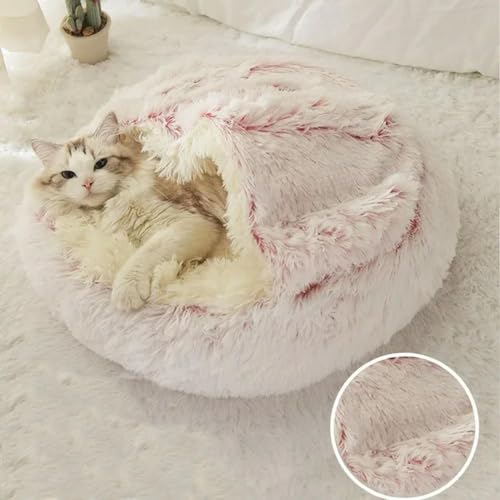EVURU Warmes, langes Plüsch-Haustierbett, geschlossenes rundes Katzenkissen, bequemer Schlafsack, Katzennest, Zwinger für kleine Haustiere EVURU Warmes, langes Plüsch-Haustierbett, geschlossenes rundes Katzenkissen, bequemer Schlafsack, Katzennest, Zwinger für kleine Haustiere von EVURU