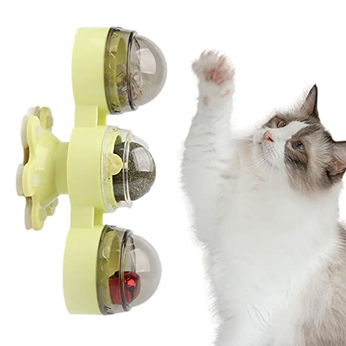 EWFAS 5 Pcs Rotierendes Katzen-Windmühlenspielzeug | Turntable Interaktives Kätzchenspielzeug mit Katzenminze und Glöckchen | Wandhalterung Katzenspielzeug zum Kratzen von Katzenzähnen von EWFAS
