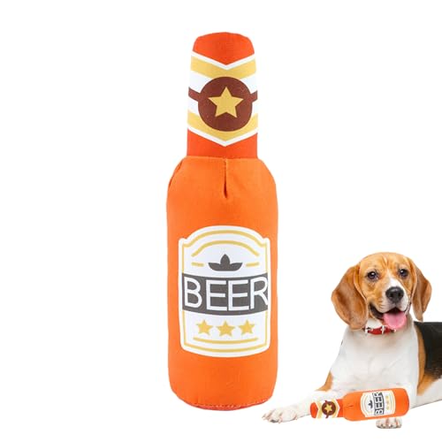 EWFAS Hundespielzeug Quietscher, grunzendes Hundespielzeug - Quietschendes Weinflaschen-Kauspielzeug für Hunde für Aggressive Kauer,Langlebiges, zahnreinigendes, quietschendes Kauspielzeug von EWFAS