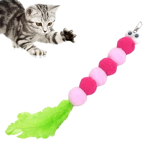 EWFAS Katzen-Teaser-Spielzeug,Kuscheliges gefülltes Katzenstab-Regenbogenspielzeug | Wurmfeder-Katzenspielzeug, Wurm-Katzenspielzeug-Nachfüllungen, Katzenstab-Regenbogenspielzeug, Katzenstab-Aufsätze von EWFAS