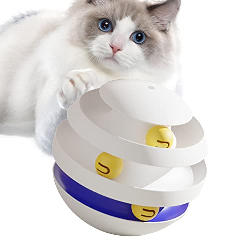 EWFAS Katzenspielzeug-Kugelbahn - 3-lagiges interaktives Katzenspielzeug | Langlebiges Katzen-Track-Spielzeug, Katzenspielzeug zum Trainieren zum Spielen, Trainieren, Energie verbrauchen von EWFAS