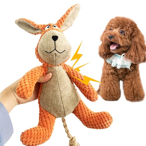 EWFAS Kauspielzeug für Kaninchenhunde, Plüschtier für Kaninchenhunde - Süßes Welpenspielzeug - Langlebiges Häschen-Plüschspielzeug für zahnende Welpen, Quietschspielzeug, gefülltes Hundespielzeug, mit von EWFAS