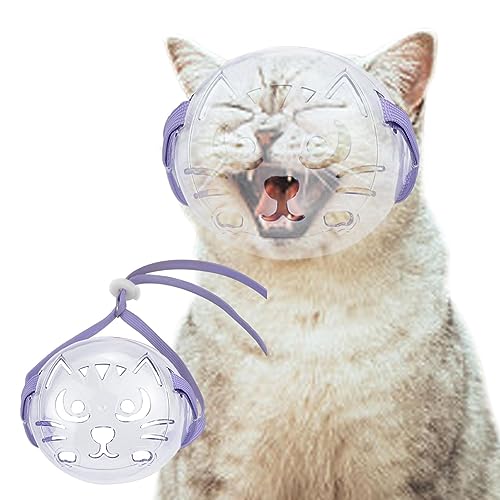 Katzenhaube - Haustier-Gesichtshaubenschutz | Transparente, atmungsaktive Fellpflegemaulkörbe für Hunde und Katzen, Katzengesichtsmaulkörbe für kleine und mittelgroße Hunde und Katzen Ewfas von EWFAS