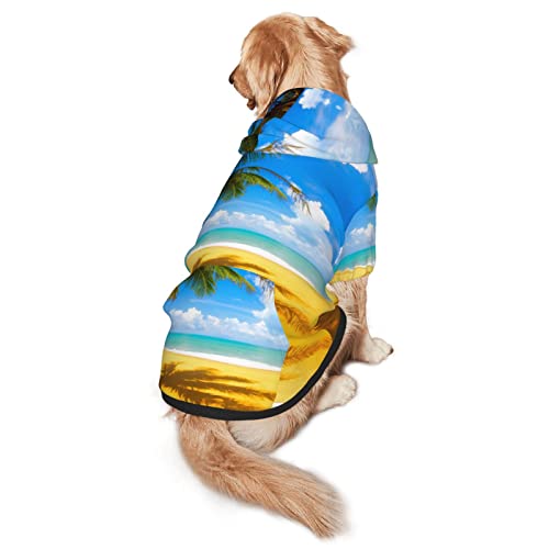 Clouds And Palm Trees Beaches Haustier-Kapuzen-Sweatshirt, für vier Jahreszeiten, Liebes-Hunde-Sweatshirt, Haustierkleidung von EWMAR