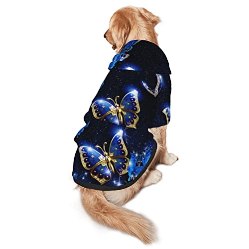 Haustier-Sweatshirt mit Kapuze, Schmetterling, Größe M und L, Blau von EWMAR