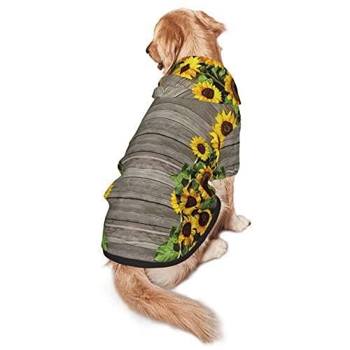 Sunflowers Holzbrett, mittlere und große Haustier-Kapuzen-Sweatshirt, für vier Jahreszeiten, Liebe, Hunde-Sweatshirt, Haustierkleidung von EWMAR