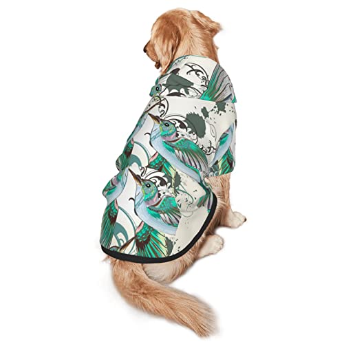 Teal Birds Haustier-Kapuzen-Sweatshirt mit Musiknoten, mittelgroß und groß, für vier Jahreszeiten von EWMAR