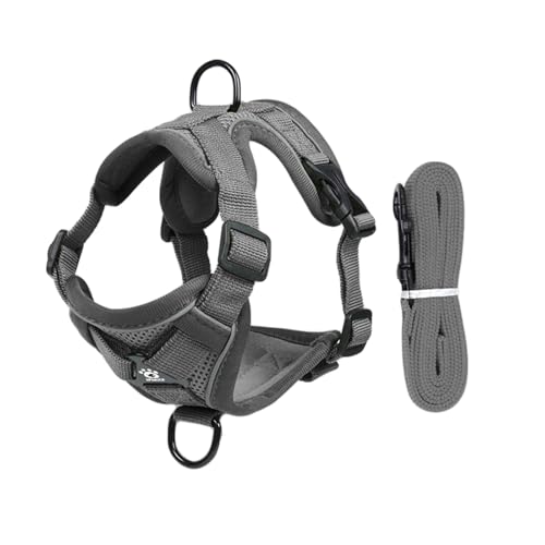 Cat Towing Rope Safety Belt, cat Escape Safety Belt, Vest Style Reflective pet Chest Harness Anti Slip (Gray S) von EWUYKMC