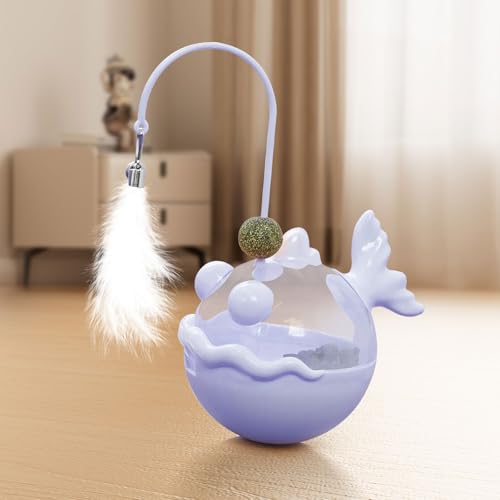 EWUYKMC Cat Toys, a Fun and Relaxing Tool for Relieving Boredom, Interactive Toy with cat Teasing Stick, Fish Leakage Food, cat Mint Topper (Purple) von EWUYKMC