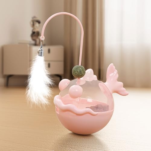 EWUYKMC Cat Toys, a Fun and Relaxing Tool for Relieving Boredom, Interactive Toy with cat Teasing Stick, Fish Leakage Food, cat Mint Topper (pink) von EWUYKMC