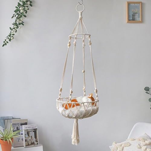 EWUYKMC Hand Woven Hanging cat Bed, pet net Bag, Hanging cat Basket, Bohemian Style cat Bed EWUYKMC Hand Woven Hanging cat Bed, pet net Bag, Hanging cat Basket, Bohemian Style cat Bed von EWUYKMC
