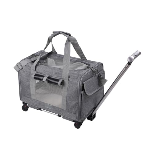 Foldable cat Transport case, Breathable and Portable pet Suitcase, Suitable for Transporting Large Cats for Walking/Camping (Light Gray) von EWUYKMC