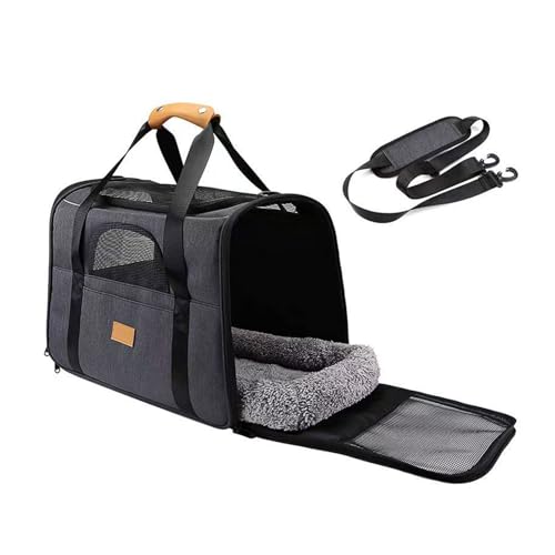 Foldable pet Dog and cat Tote Bag, Breathable and Lightweight for Pets Going Out, Large Capacity Foldable Tote cat Bag (Black) von EWUYKMC
