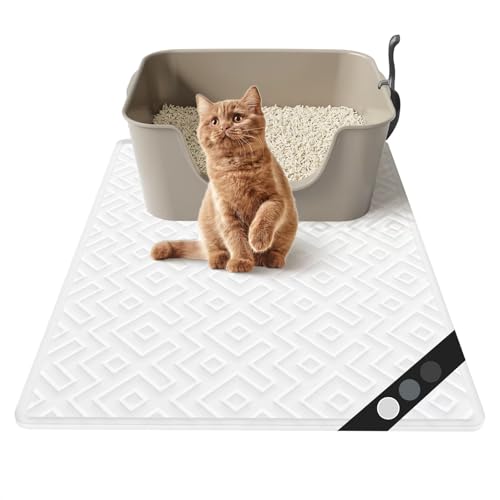 Katzenstreu-Matte, 71,1 x 50,8 cm, extra große Silikon-Katzenfangmatte, wasserdicht, rutschfest, leicht zu reinigen, weiche und langlebige Bodenmatte für Katzen und Haustiere (durchscheinend, 71,1 x Katzenstreu-Matte, 71,1 x 50,8 cm, extra große Silikon-Katzenfangmatte, wasserdicht, rutschfest, leicht zu reinigen, weiche und langlebige Bodenmatte für Katzen und Haustiere (durchscheinend, 71,1 x von EWX